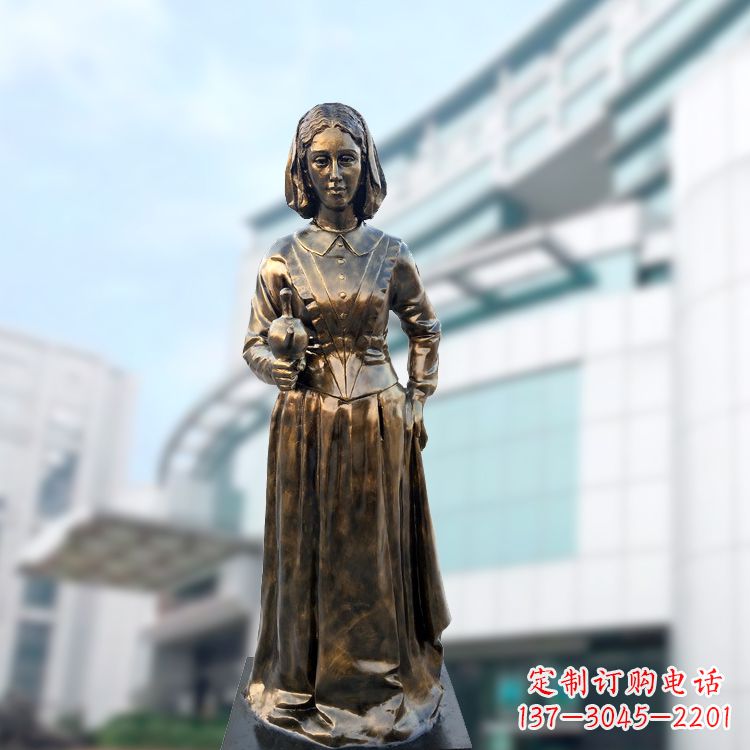 大连现代护理教育奠基人南丁格尔玻璃钢仿铜雕像