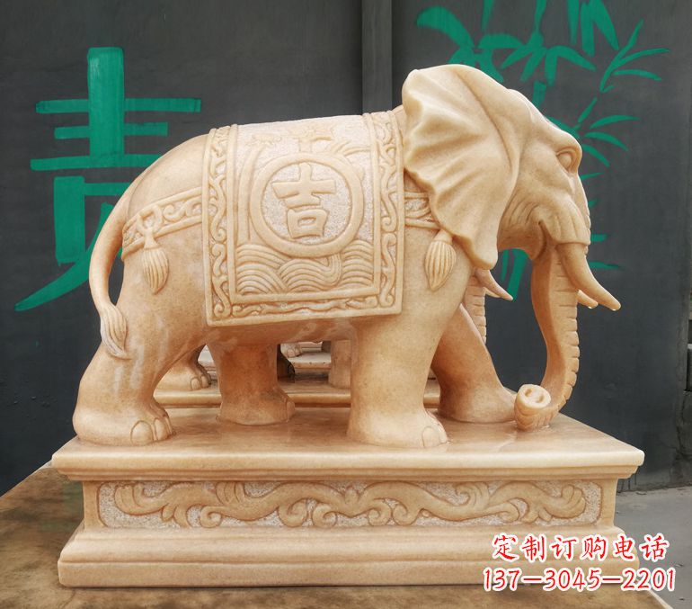 大连现代石雕大象雕像