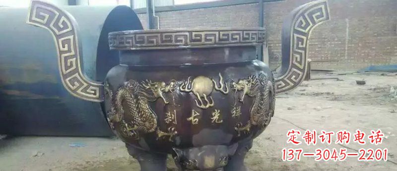 大连祥光古刹寺庙香炉铜雕