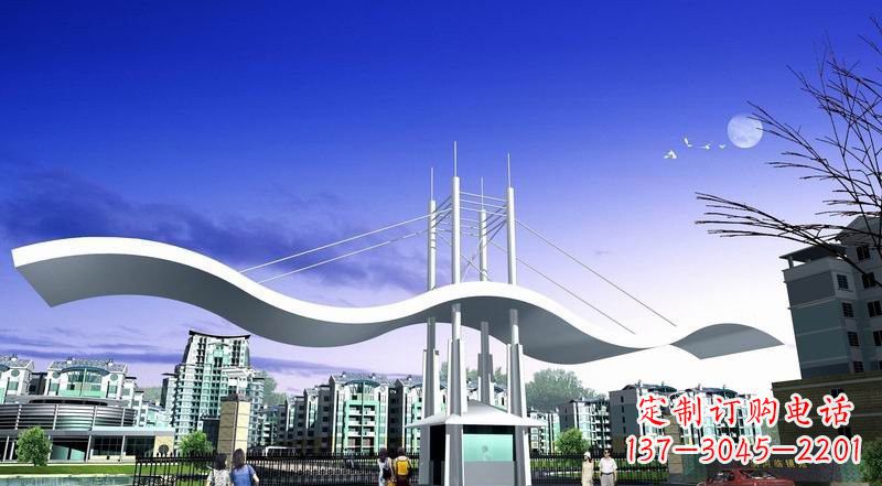 大连小区不锈钢门牌坊景观雕塑