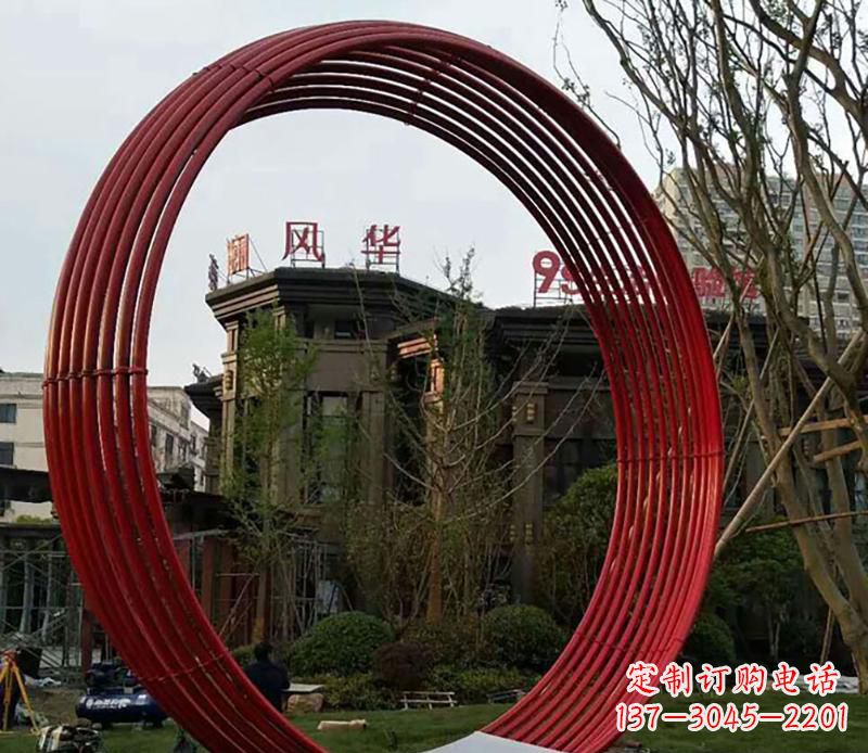 大连小区不锈钢圆环景观雕塑