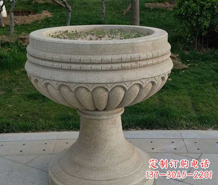 大连小区大理石花盆摆件石雕