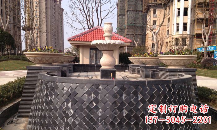 大连小区景观大理石喷泉石雕 (3)