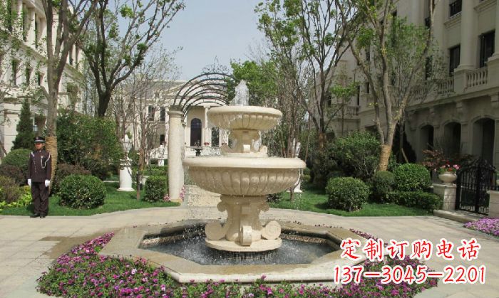 大连小区景观大理石喷泉石雕 (7)