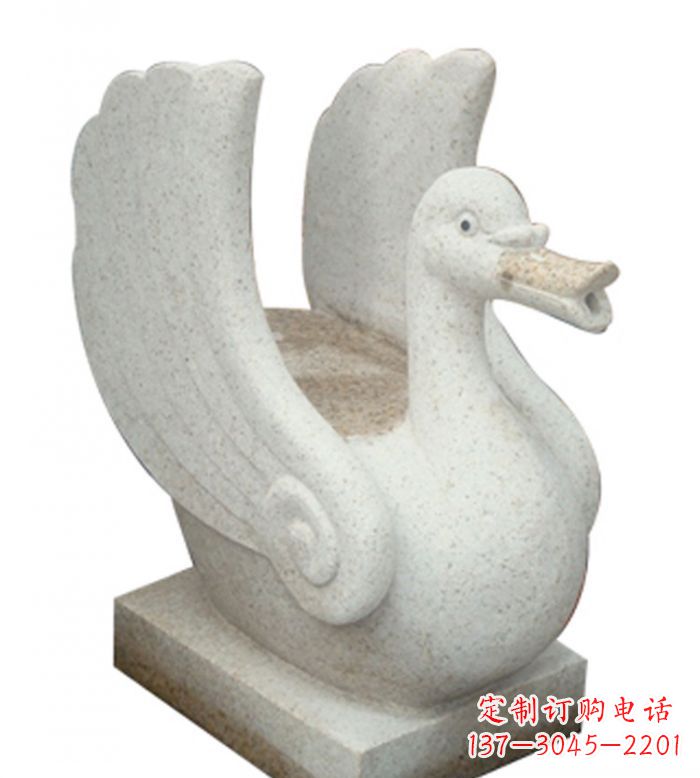 大连小区景观大理石天鹅喷泉石雕 (2)