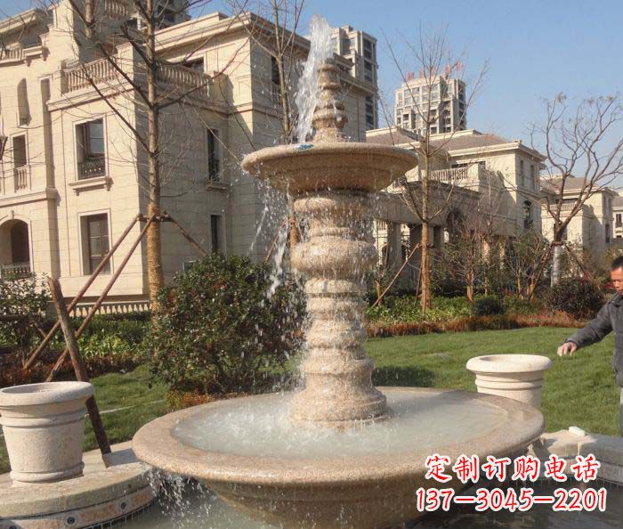 大连小区景观多层喷泉石雕 (2)
