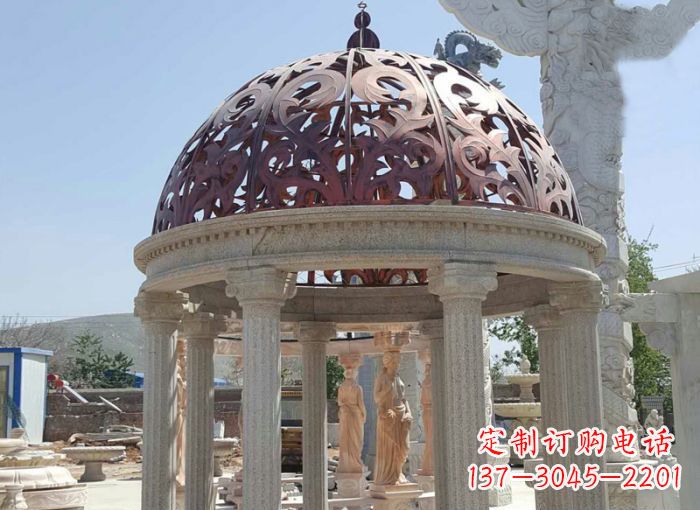 大连小区欧式圆顶凉亭石雕 (3)