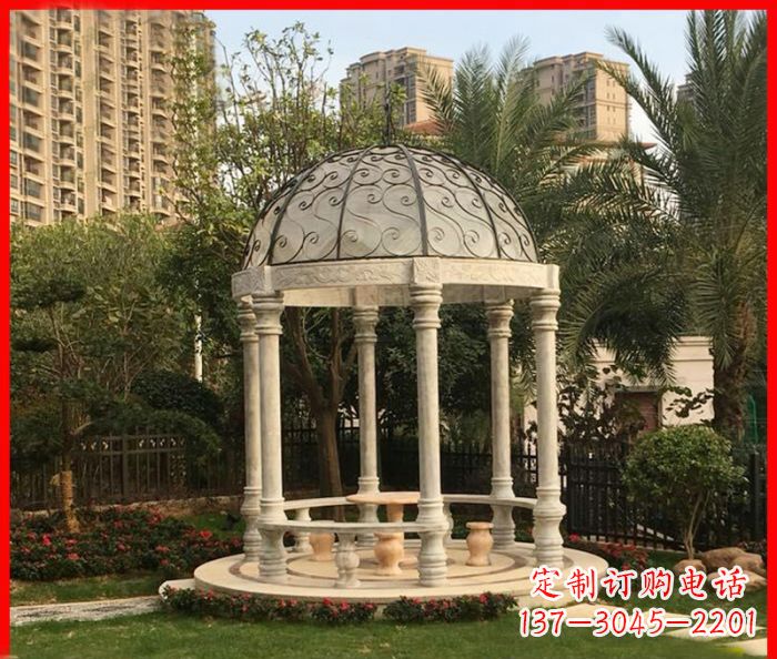 大连小区欧式圆顶凉亭石雕 (2)