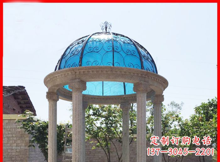 大连小区欧式圆顶凉亭石雕_2