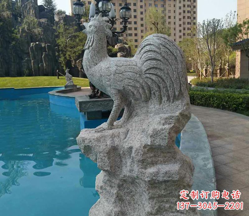 大连小区十二生肖鸡动物石雕