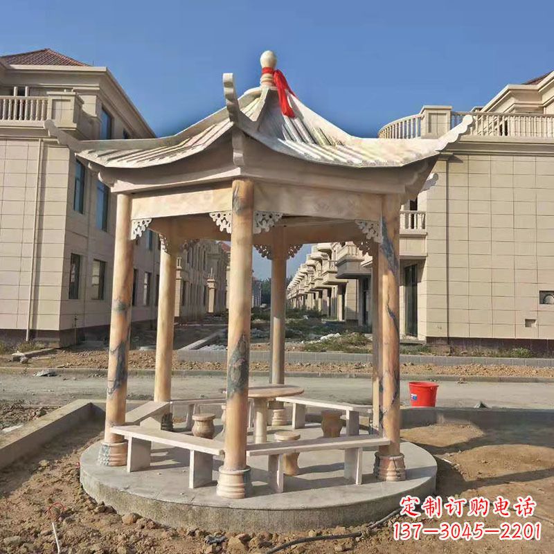 大连小区庭院石雕凉亭