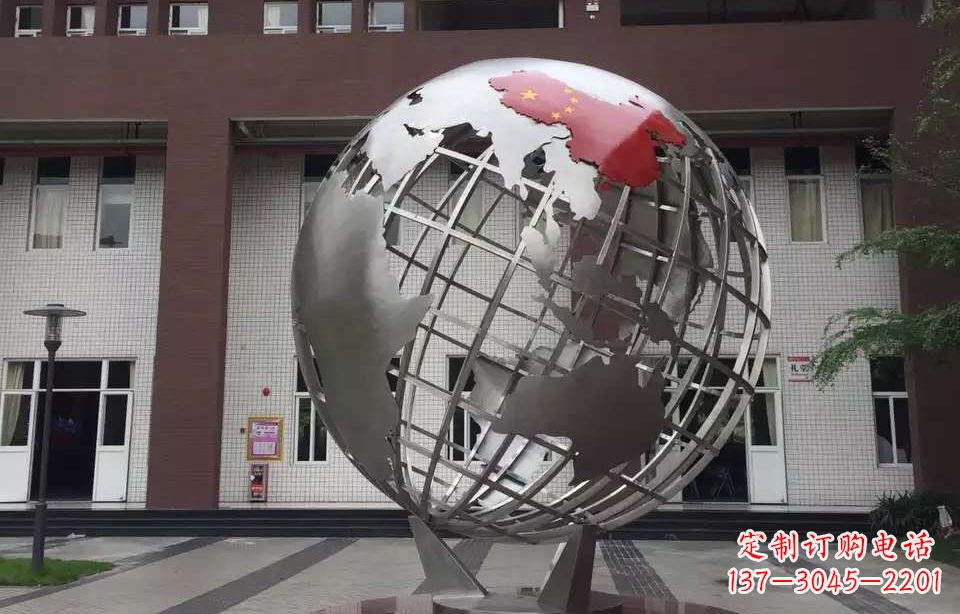 大连校园不锈钢地球仪雕塑 (4)