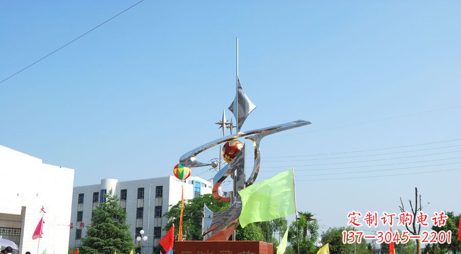大连校园不锈钢马踏飞燕地球雕塑