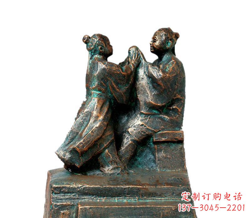 大连校园古代孔融让梨人物铜雕