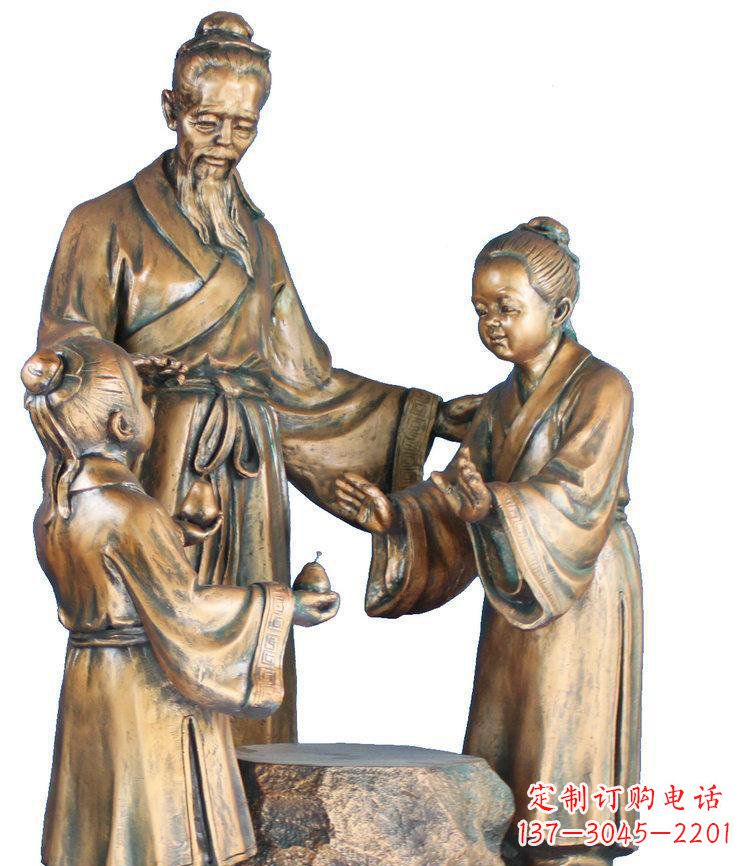 大连校园孔融让梨景观铜雕