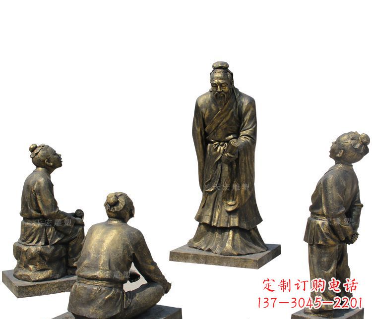 大连校园孔子讲学铜雕塑