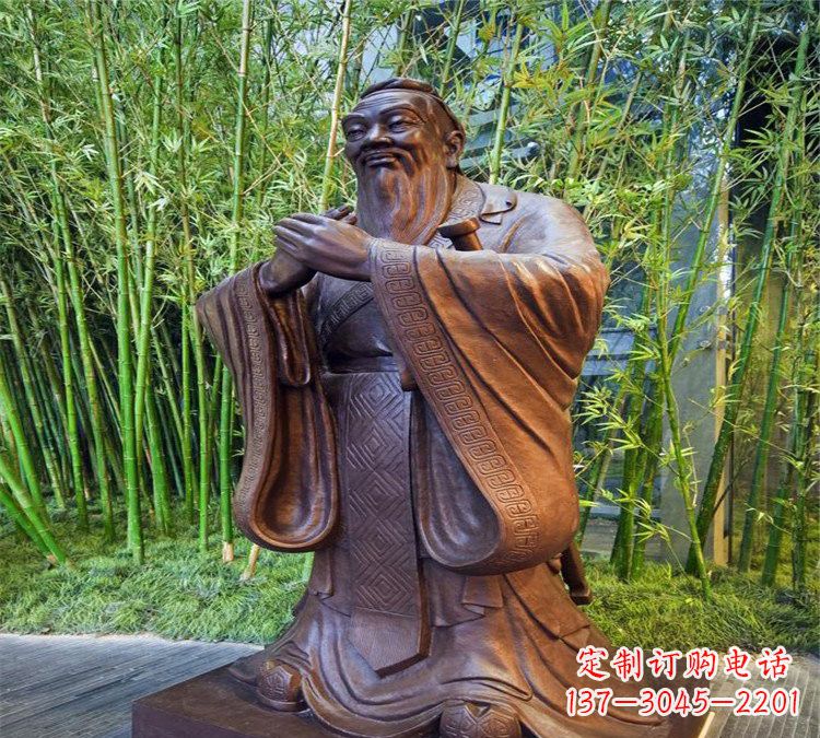 大连校园孔子行教像铜雕