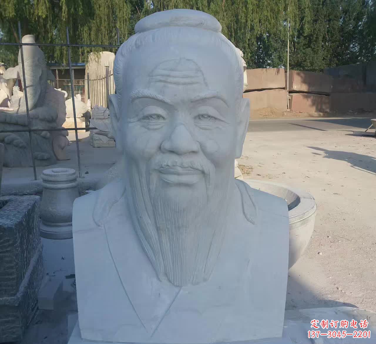 大连校园孔子胸像石雕塑