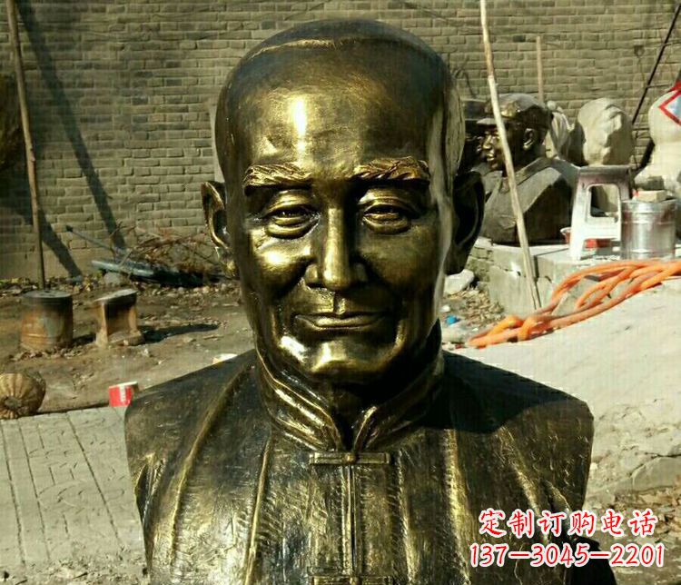 大连校园名人叶圣陶胸像铜雕