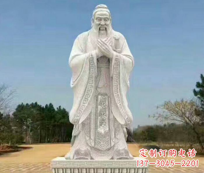 大连校园人物大理石孔子石雕 (2)