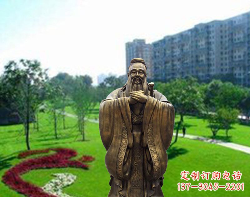 大连学校孔子行教像铜雕