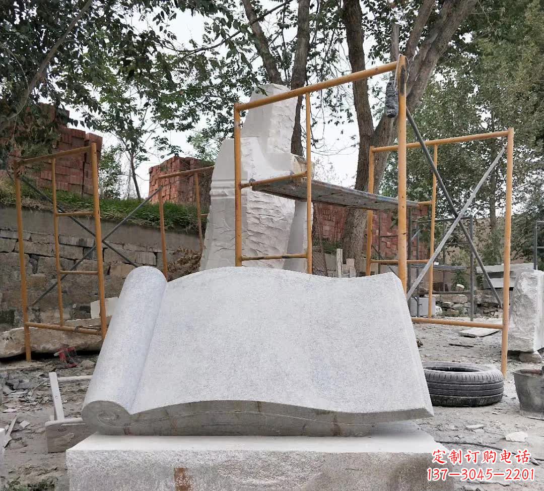 大连学校无字书籍石雕