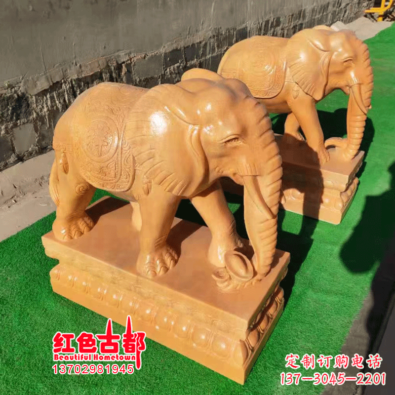 大连银行门口的石雕大象