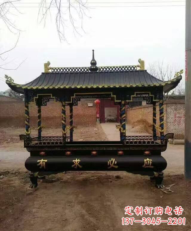 大连有求必应方形香炉铜雕