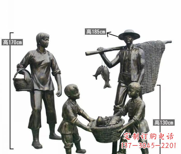大连渔夫捕鱼民俗铜雕 (3)