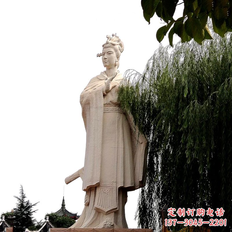 大连虞姬砂岩石雕-景区园林古代人物著名美女雕像