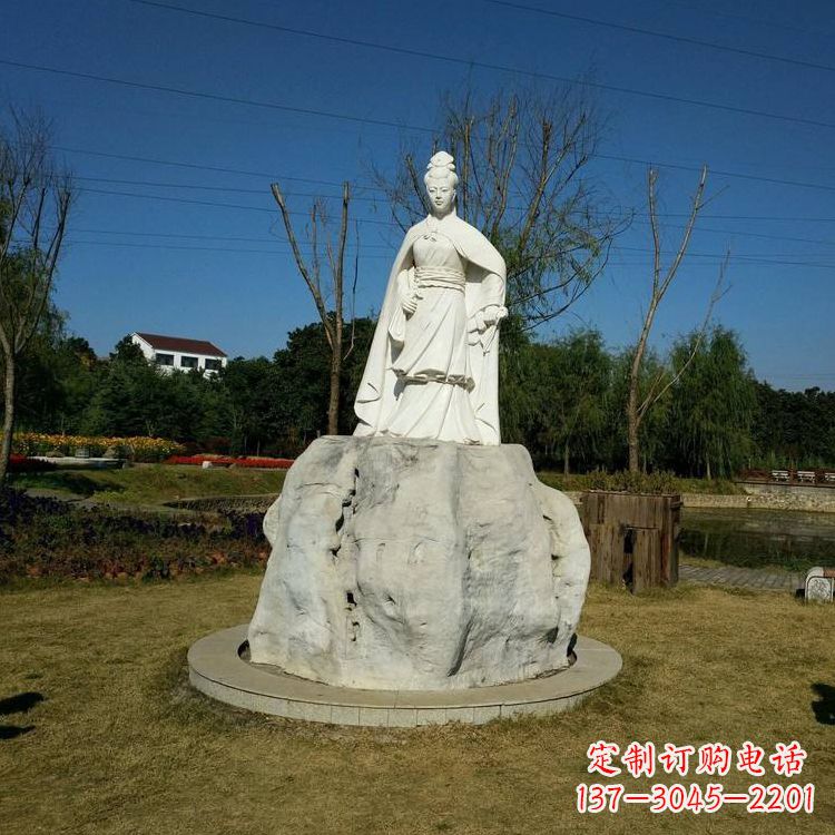 大连虞姬石雕塑-公园历史名人楚汉时期美女雕像