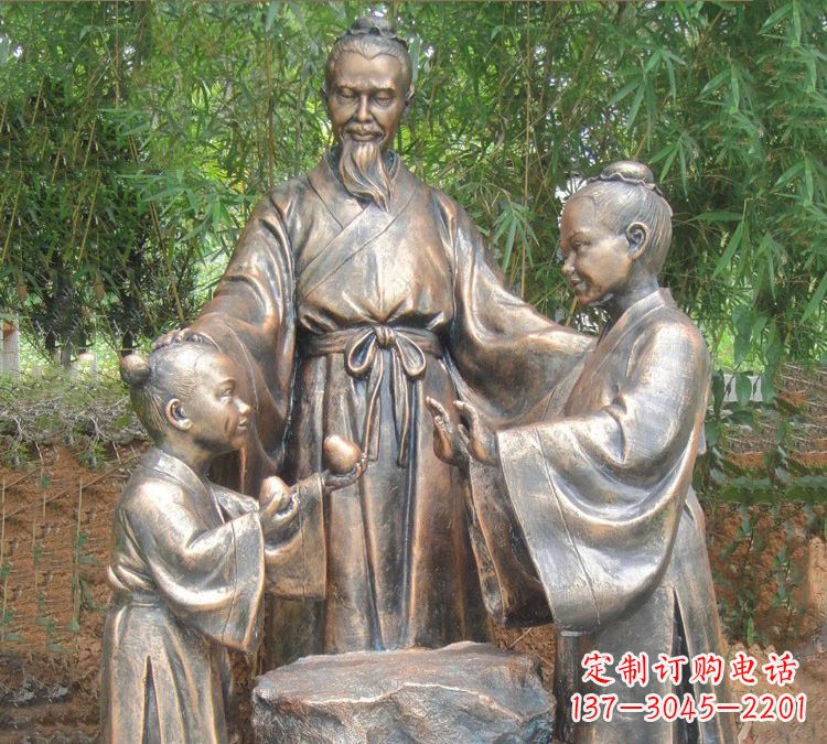 大连寓言故事铜雕_孔融让梨