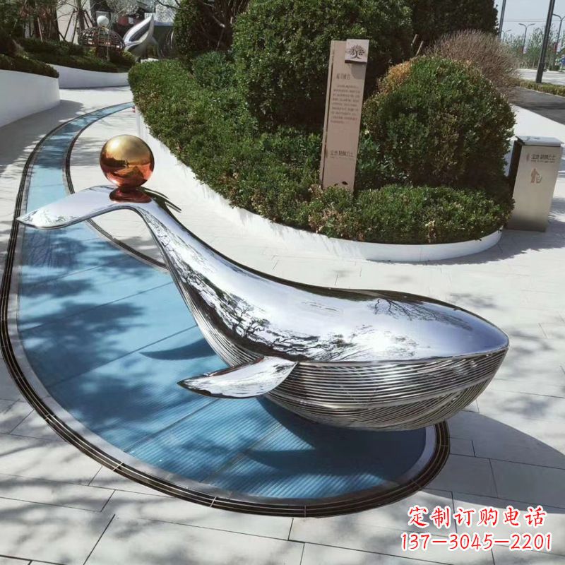大连园林不锈钢海豚景观摆件