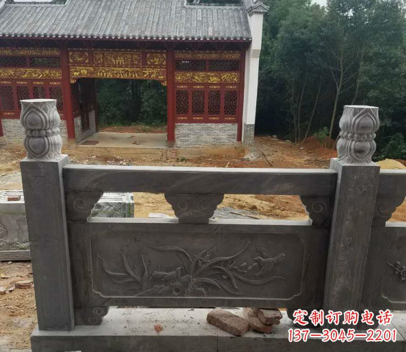大连园林仿古兰花石浮雕栏板景观石雕