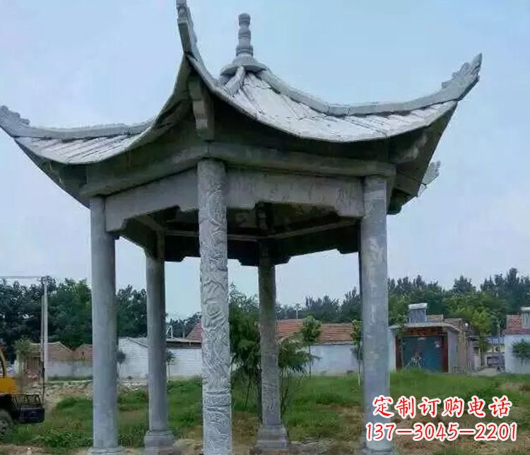 大连园林仿古六角凉亭景观石雕