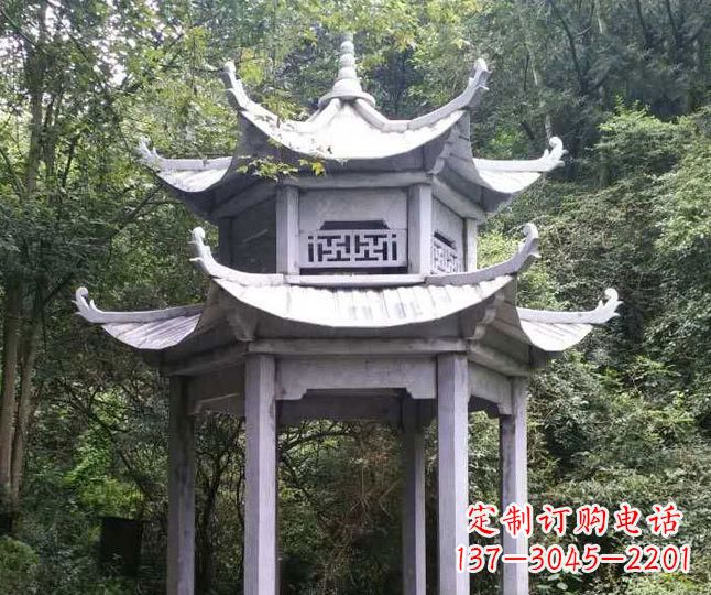 大连园林仿古石凉亭景观石雕 (3)