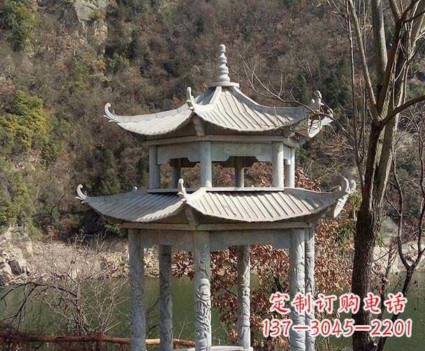 大连园林仿古双层石雕凉亭