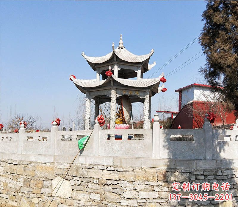 大连园林仿古双层石凉亭景观石雕 (3)
