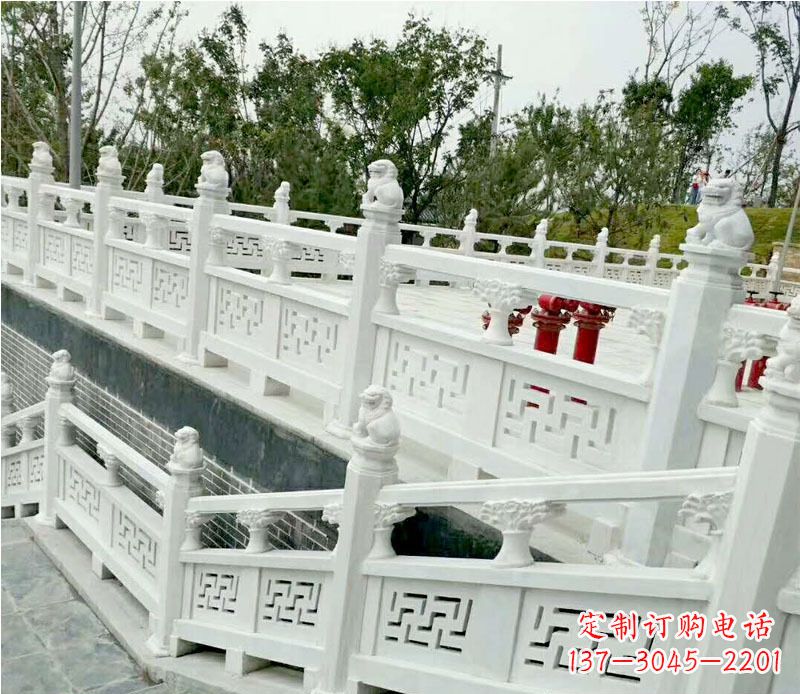 大连园林汉白玉栏板景观石雕 (2)