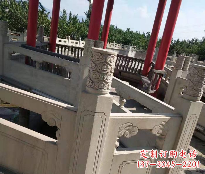 大连园林景观大理石桥栏板石雕 (3)