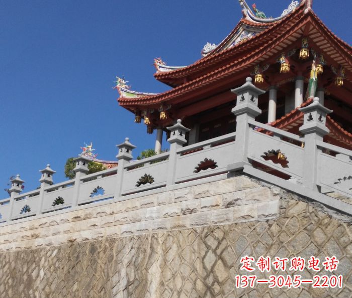 大连园林景观大理石镂空莲花石栏板