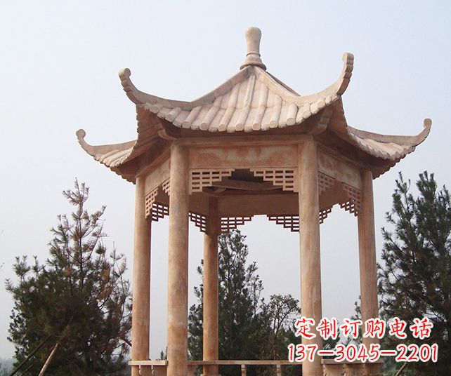 大连园林景观单层石雕凉亭 (3)