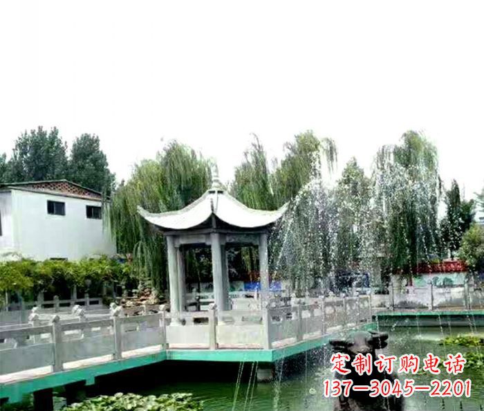 大连园林景观单层六角石雕凉亭