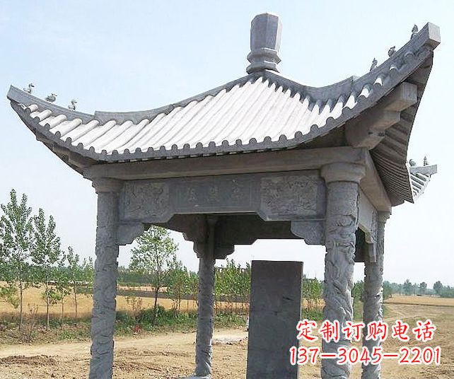 大连园林景观单层石雕凉亭 (4)