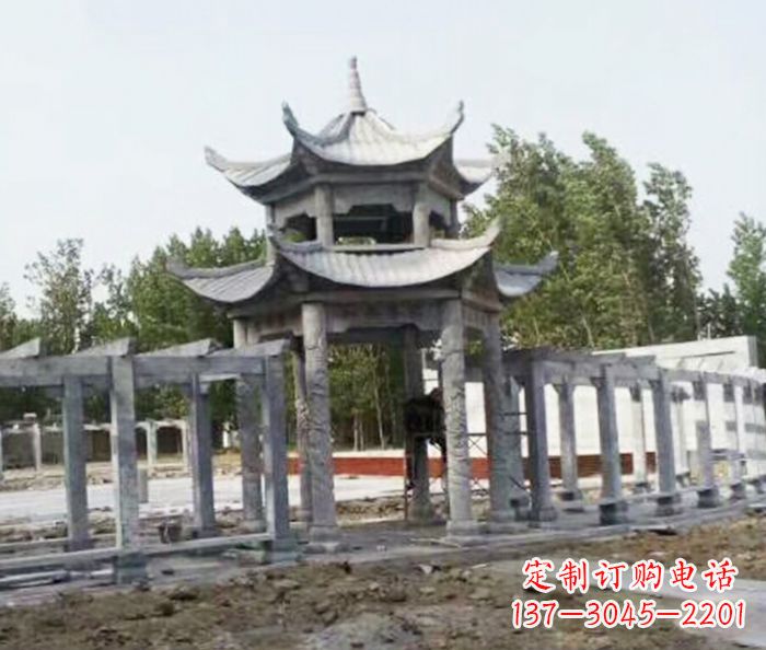 大连园林景观多层凉亭石雕 (2)