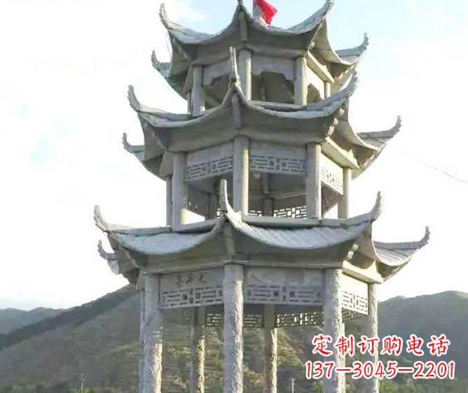 大连园林景观多层凉亭石雕 (3)