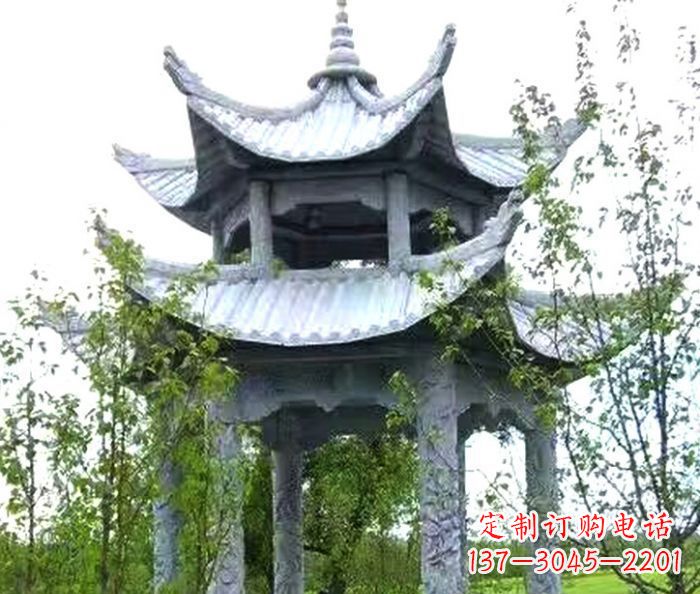大连园林景观仿古六角石凉亭