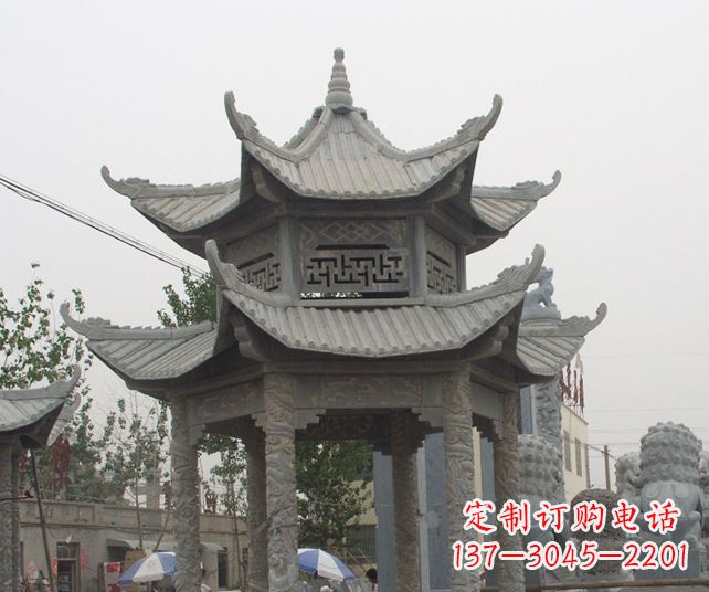 大连园林景观仿古石雕凉亭 (2)