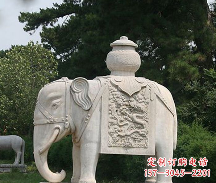 大连园林景观驮宝大象石雕