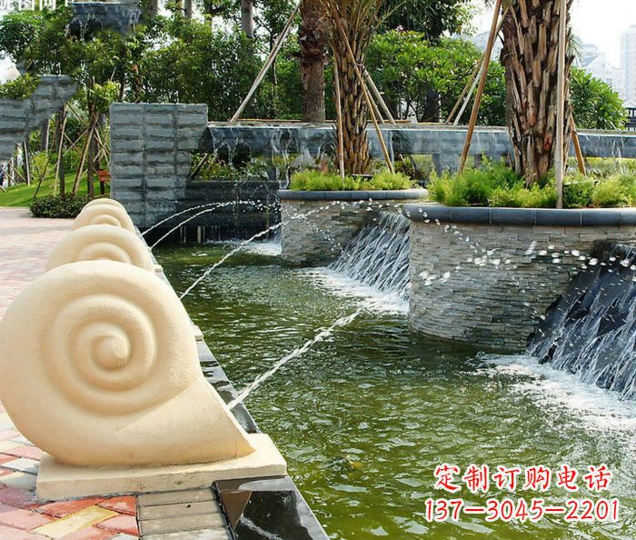 大连园林景观蜗牛喷泉石雕